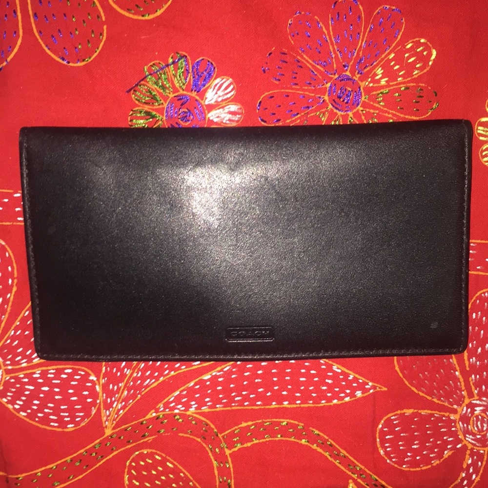 Vintage Genuine Leather Black Checkbook